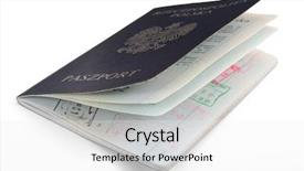  Presentation with passport - Colorful presentation theme enhanced with immigration canada - polish passport isolated on white backdrop and a  colored foreground