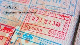  Presentation with immigration - Cool new slides with immigration stamps in the passport backdrop and a soft green colored foreground