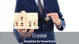  Presentation with real estate - Theme having servicing mortgage - real estate agent holding house background and a navy blue colored foreground