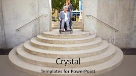  Presentation with wheelchair - Slides enhanced with immobility - elderly woman in wheelchair looking background and a mint green colored foreground