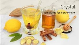  Presentation with ginger lemon drink - Audience pleasing slide set consisting of immune-boosting-health-food backdrop and a lemonade colored foreground