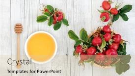  Presentation with immune - Colorful presentation enhanced with immune-boosting-rosehip-berry-fruit backdrop and a lemonade colored foreground