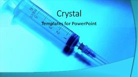  Presentation with syringe - Presentation consisting of immune cells - syringe close-up toning in blue background and a cyan colored foreground