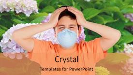  Presentation with allergy - Presentation theme having immune defense - child with a mask background and a coral colored foreground