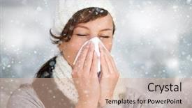  Presentation with immune - Audience pleasing theme consisting of immune defense - woman with a cold holding backdrop and a lemonade colored foreground