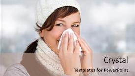  Presentation with tissue - Presentation theme having immune defense - woman with a cold holding background and a coral colored foreground