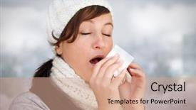  Presentation with immune - Audience pleasing PPT theme consisting of immune defense - woman with a cold holding backdrop and a coral colored foreground