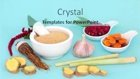  Presentation with herbs blue - PPT theme consisting of immune-system-boosting-herbs background and a arctic colored foreground