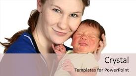  Presentation with nurse baby - Slide deck with immunisation - beautiful young nurse holding background and a lemonade colored foreground