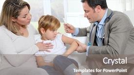  Presentation with pediatrics vaccine - Colorful slide set enhanced with immunisation - doctor doing vaccine injection backdrop and a gray colored foreground