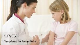  Presentation with needle prick injury - Slides with immunisation - doctor giving needle to young background and a soft green colored foreground