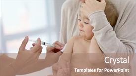  Presentation with vaccine baby - Beautiful PPT layouts featuring immunity - baby girl at doctor's office backdrop and a coral colored foreground