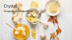  Presentation with garlic - Cool new PPT layouts with immunity - composition with honey and garlic backdrop and a lemonade colored foreground