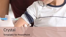  Presentation with doctor black children - Presentation with childhood immunization - children's doctor vaccinating little boy background and a coral colored foreground