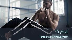  Presentation with fight two boxer boxing - Beautiful PPT theme featuring impact - man boxer training hard backdrop and a tawny brown colored foreground