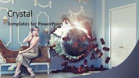  Presentation with impact - Slide set featuring impact - wrecking ball enters the room background and a light gray colored foreground