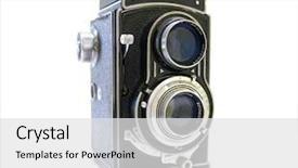  Presentation with old photo - Slide set featuring impact films - old photo camera background and a white colored foreground