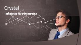  Presentation with concept - Cool new presentation theme with impact investment - young person standing with increasing backdrop and a dark gray colored foreground