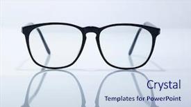  Presentation with visual impairment - Audience pleasing presentation theme consisting of impaired - eye glasses spectacles with shiny backdrop and a sky blue colored foreground