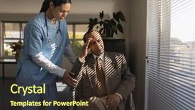  Presentation with female doctor - Audience pleasing PPT layouts consisting of impaired nurse - front view of female doctor backdrop and a tawny brown colored foreground