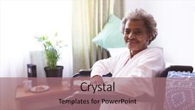  Presentation with social isolation - Slide deck enhanced with impaired nurse - portrait of happy mixed race background and a coral colored foreground