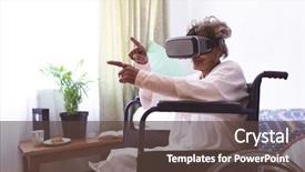  Presentation with wheelchair - Cool new PPT layouts with impaired nurse - side view of senior mixed backdrop and a tawny brown colored foreground