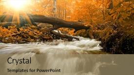  Presentation with river - Presentation with impasse - autumn landscape with trees river background and a coral colored foreground