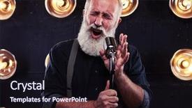  Presentation with radio station air vintage microphone - Beautiful slides featuring impasse - close-up of impassioned man singing backdrop and a wine colored foreground