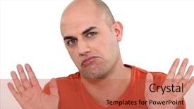  Presentation with holding people in hands - Theme consisting of impasse - man holding his hands up background and a red colored foreground