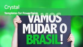  Presentation with brazil - Slide deck featuring impeached - let's change brazil in portuguese background and a shamrock green colored foreground