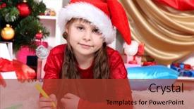  Presentation with introduction letter - Presentation theme enhanced with impeccable - beautiful little girl writes letter background and a  colored foreground