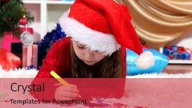  Presentation with letter - Beautiful presentation theme featuring impeccable - beautiful little girl writes letter backdrop and a red colored foreground