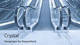  Presentation with moving business - Slide deck enhanced with impeccable - black moving escalator stairs inside background and a  colored foreground