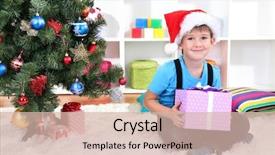  Presentation with child tree - Theme with impeccable - child in santa hat sits background and a  colored foreground