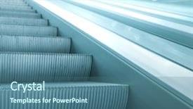  Presentation with moving business - PPT layouts consisting of impeccable - contemporary moving escalator stairs inside background and a ocean colored foreground