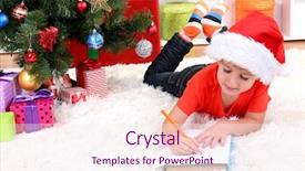  Presentation with letter - Cool new presentation theme with impeccable - little boy in santa hat backdrop and a  colored foreground