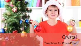  Presentation with christmas tree - Slide deck having impeccable - little boy in santa hat background and a  colored foreground