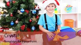  Presentation with christmas tree - Cool new presentation theme with impeccable - little boy in santa hat backdrop and a  colored foreground