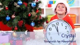  Presentation with new year - Cool new theme with impeccable - little boy with clock backdrop and a  colored foreground