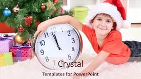  Presentation with lunar new year ox - Theme consisting of impeccable - little boy with clock background and a  colored foreground