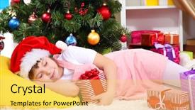  Presentation with gift - Amazing presentation theme having impeccable - little girl fell asleep backdrop and a  colored foreground