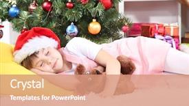  Presentation with gift - Amazing PPT theme having impeccable - little girl fell asleep backdrop and a  colored foreground