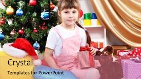 Presentation with animated christmas tree - Slides consisting of impeccable - little girl sits near background and a  colored foreground