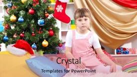  Presentation with animated christmas tree - Colorful presentation theme enhanced with impeccable - little girl sitting near backdrop and a  colored foreground