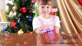  Presentation with girl christmas - Theme enhanced with impeccable - little girl with christmas toys background and a  colored foreground