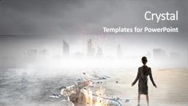  Presentation with overcoming crisis - Slides having impediment - overcoming crisis break mixed media background and a gray colored foreground