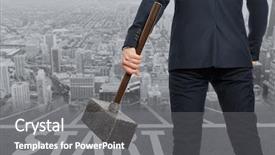  Presentation with concept - Cool new presentation with impediment - startup concept determined businessman backdrop and a  colored foreground