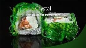  Presentation with cucumber cream - Amazing PPT theme having imperator-sushi-roll-with-seafood backdrop and a black colored foreground