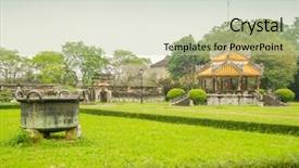  Presentation with vietnam - Colorful presentation theme enhanced with imperial city citadel in hue vietnam backdrop and a mint green colored foreground