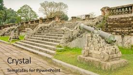  Presentation with vietnam - Presentation design with imperial city citadel in hue vietnam background and a coral colored foreground
